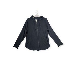 32 Degrees Cool Hoodie Womens Large Black Full Zip Lightweight